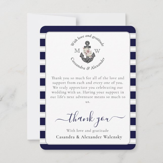 Blush Pink  Tropical Beach Hearts in Sand Wedding Thank You Card (Back)