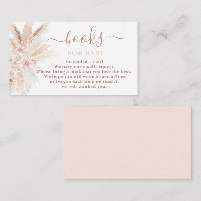 Blush Pink Tropical Books for Baby Girl Card (Front/Back)
