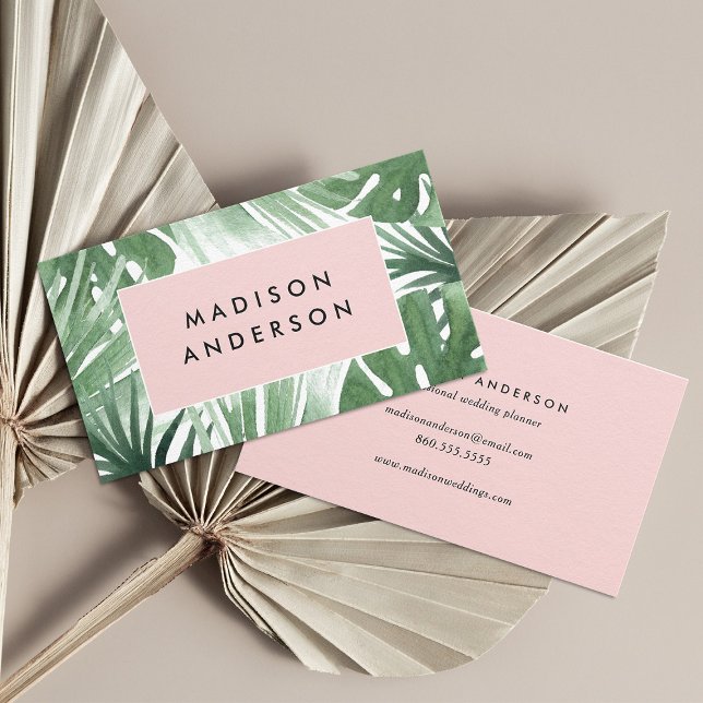 Blush Pink Tropical Business Cards (Creator Uploaded)
