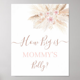 Blush pink Tropical How Big is Mummy's Belly sign