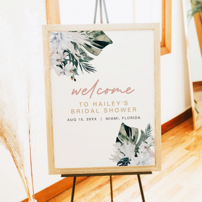 Blush Pink Tropical Palm Pampas Bridal Shower Post Poster (Creator Uploaded)