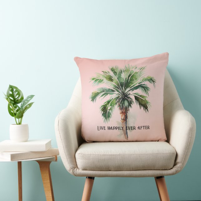 Blush Pink Tropical Palm Tree   Cushion (Chair)