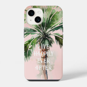 Blush Pink Tropical Palm Tree iPhone 14 Case