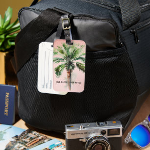 Blush Pink Tropical Palm Tree Luggage Tag