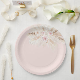 Blush pink Tropical Paper Plates
