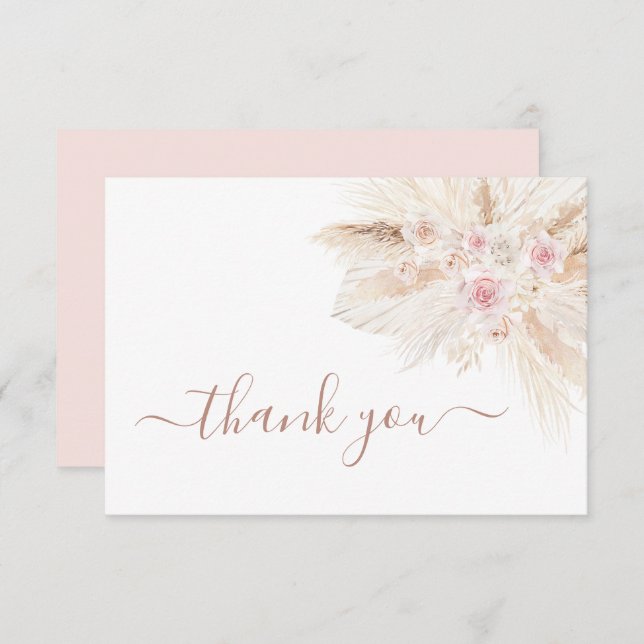  Blush pink Tropical thank you card (Front/Back)