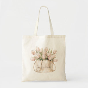 Blush Pink Tulip Flowers Tote Bag