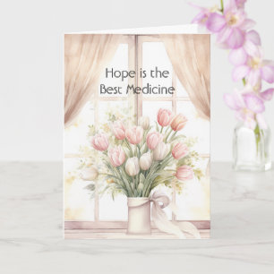 Blush Pink Tulips Floral Hope is the Best Medicine Card