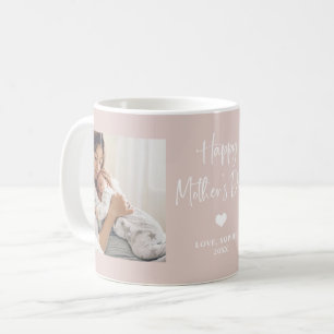 Blush Pink Two Photo Script Happy Mother's Day Coffee Mug