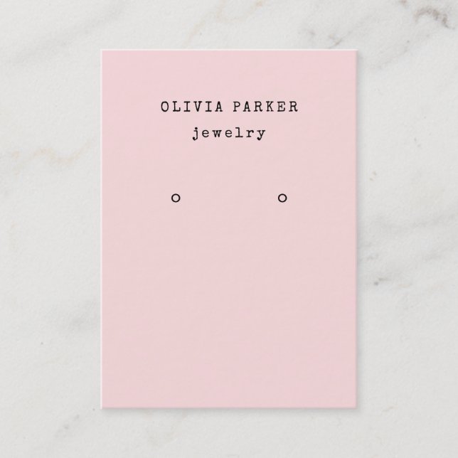 Blush Pink Typewriter Text | Earring Display Card (Front)