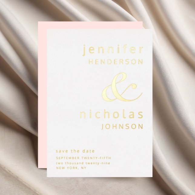 Blush Pink Typograph Wedding Save The Date Gold (Blush Pink Typograph Wedding Save The Date Gold Foil Invitation)