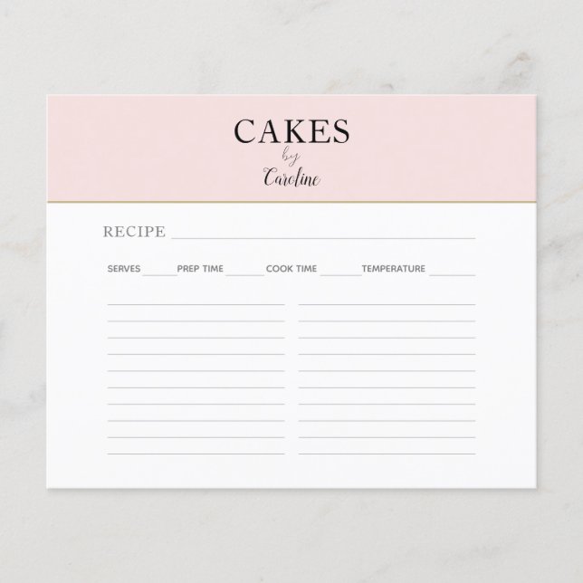 Blush Pink Typography Cake Business Recipe (Front)