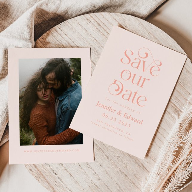 Blush Pink Typography Wedding  Save The Date (Creator Uploaded)