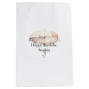 Blush Pink Umbrella Birthday Medium Gift Bag