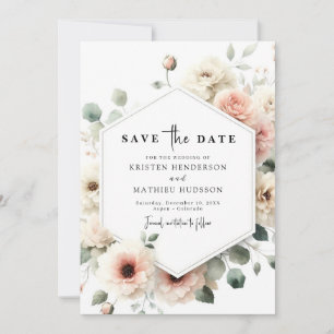 Blush Pink Unique Pink Floral Wedding  Save The Date