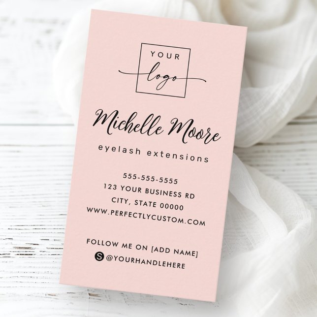 Blush pink vertical custom logo business card (Blush pink vertical custom logo business card)