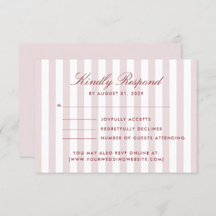 Blush Pink Vertical Stripes Modern Wedding RSVP Ca Invitation