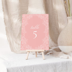 Blush Pink Victorian Wedding Table Number Sign