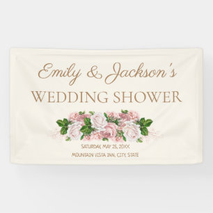 Blush Pink Vintage Floral Couple's Wedding Shower Banner