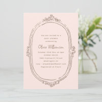 Blush Pink Vintage Frame Elegant Baby Shower