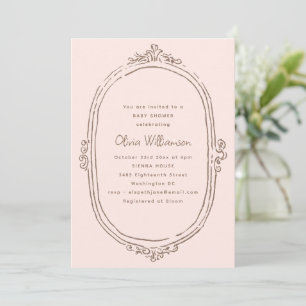 Blush Pink Vintage Frame Elegant Baby Shower Invitation