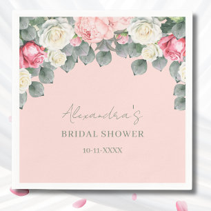 Blush Pink Vintage Garden Roses Bridal Shower Napkin