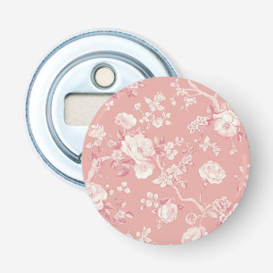 Blush Pink Vintage Rose Toile Floral Pattern Bottle Opener
