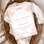 Blush Pink Vintage Toile Lamb Baby Shower Invitation<br><div class="desc">A soft and elegant baby shower design featuring delicate vintage-style blush pink toile illustrations. The frame is adorned with charming lambs, florals, celestial accents, and a romantic bow, creating a timeless storybook nursery aesthetic. Perfect for a classic, feminine celebration with a refined heirloom feel. The gentle pink palette and detailed...</div>