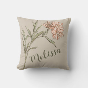 Blush Pink Vintage Watercolor Floral Personalised Cushion