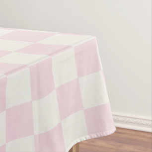 Blush Pink & Warm White Modern Chequered Tablecloth