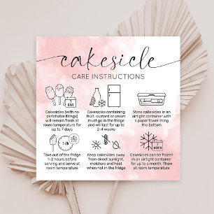 Blush Pink Waterbrush Cakesicles Bakery Care Guide Square Business Card