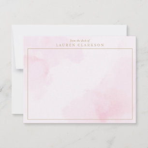 Blush Pink Watercolor and Gold Note Card