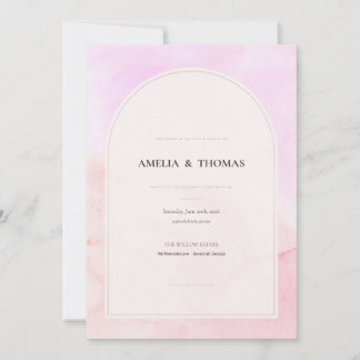 Blush Pink Watercolor Arch Wedding Invitation