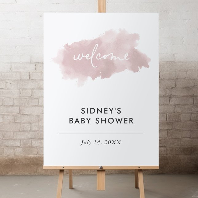 Blush Pink Watercolor Baby Shower Welcome Sign (Creator Uploaded)