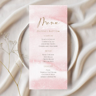 Blush Pink Watercolor Baptism Menu Card