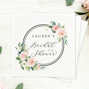 Blush Pink Watercolor Bloom Bridal Shower Napkin