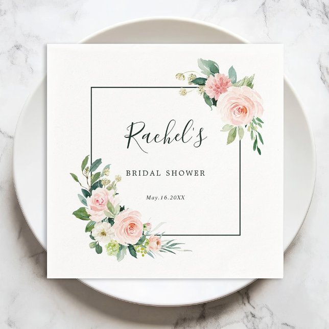 Blush Pink Watercolor Bloom Bridal Shower  Napkin (Creator Uploaded)