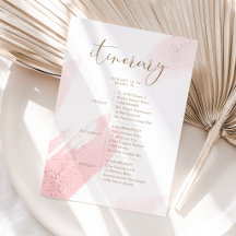 Blush Pink Watercolor Bride to Be Itinerary Card