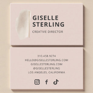 Blush Pink Watercolor Brushstroke Minimalist  Business Card