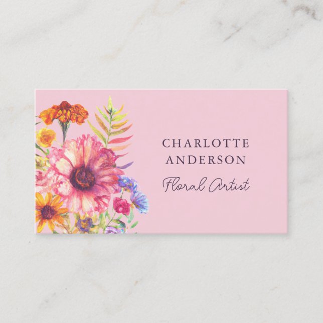 Blush Pink Watercolor   Business Card (Front)