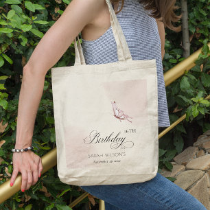 Blush Pink Watercolor Butterfly Any Age Birthday Tote Bag