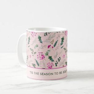 Blush Pink Watercolor Christmas Coffee Mug