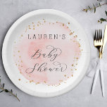 Blush Pink Watercolor Circle Baby Shower Paper Plate<br><div class="desc">This baby shower paper plate features a painted watercolor circle in blush pink with faux gold dots accents.  For more advanced customisation of this design,  please click the "Customise" button.  Matching items are also available.</div>