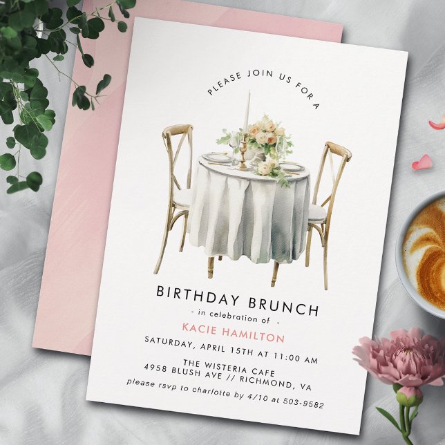 Blush Pink Watercolor | Cute Girly Birthday Brunch Invitation (Creator Uploaded)