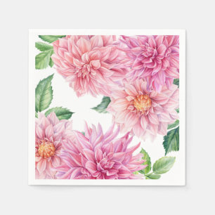 Blush Pink Watercolor Dahlia Floral Pattern Napkin