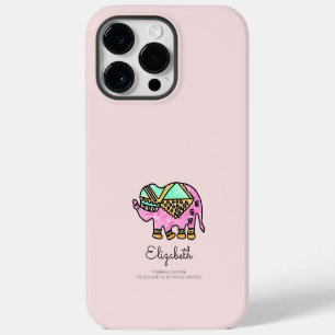 Blush Pink Watercolor elephant Chic Cute iPhone 14 Pro Max Case