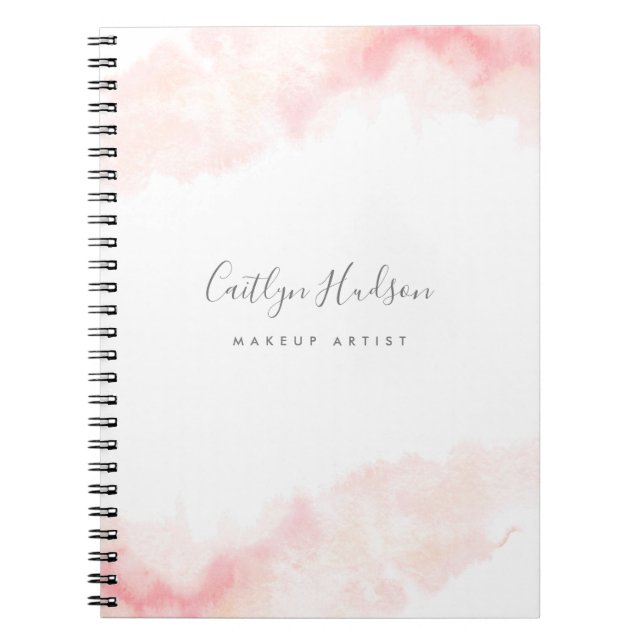 Blush Pink Watercolor Feminine Makeup artist  Notebook (Front)