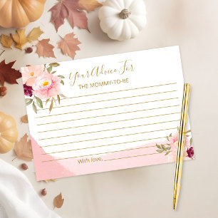 Blush Pink Watercolor Floral Baby Shower Advice Enclosure Card