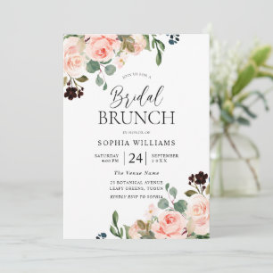 Blush Pink Watercolor Floral Bridal Shower Brunch Invitation