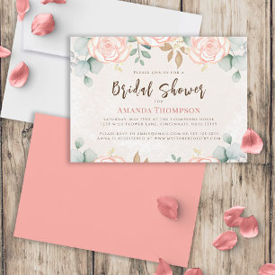 Blush Pink Watercolor Floral Bridal Shower Invitation
